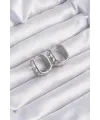 ietaks™ Pirinç Gümüş Renk Zirkon Taşlı Minimal Halka Küpe