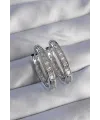 ietaks™ Pirinç Gümüş Renk Zirkon Taşlı Oval Model Küpe