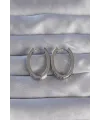 ietaks™ Pirinç Gümüş Renk Zirkon Taşlı Oval Model Küpe