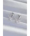 ietaks™ Pirinç Gümüş Renk Zirkon Taşlı V Model Küpe