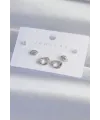 ietaks™ Pirinç Gümüş Renk Zirkon Taşlı Yaprak Model Küpe Seti