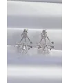 ietaks™ Pirinç Gümüş Renk Zirkon Taşlı Yassı Fiyonk Model Küpe