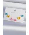 ietaks™ Pirinç Rengarenk Mineli Minimal Fiyonk Küpe Seti