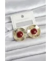 ietaks™ Vintage Model Bordo Gold Renk Pirinç Kadın Küpe