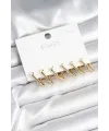 ietaks™ Yıldız Model Gold Renk 925 Ayar Gümüş Çivili Kadın Küpe Seti