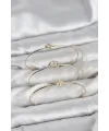 ietaks™ Zirkon Taşlı Gold Renk Tek Taş Model 3lü Kadın Bileklik Kombini