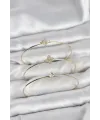 ietaks™ Zirkon Taşlı Gold Renk Yonca Model 3lü Kadın Bileklik Kombini