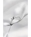 İncili Kelebek Model Gümüş Renk Pirinç Kadın Yüzük
