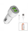 İphone - Kablolu  Oto - Araç Çakmaklık Şarj Başlık Set  3.1a - 15.5w - 1mt Kablo  Hy-x44