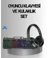 Işıklı Oyuncu Klavye Mouse Ve Bluetooth Kulaklık Seti Türkçe Q Usb