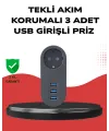 Isıya Dayanıklı 3 Usb Portlu Güvenlikli Priz – Akıllı Enerji Yönetimi