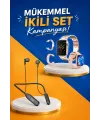 Kablolu Bluetooth Kulaklık Ve Kadınlara Özel Bileklik Hediyeli Yeni Nesil Akıllı Saat 3 Kordonlu