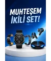 Kablosuz Bluetooth Bağlantılı Kulaklık Ve Dokunmatik Ekran Akıllı Saat Arama Cevaplama