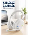 Kablosuz Bluetooth Mikrofonlu Beyaz Kulaklık  Rgb Işıklı