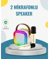 Kablosuz Karaoke Hoparlör – Çift Mikrofon Ve Led Işıklı