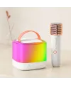 Kablosuz Mikrofonlu Karaoke Hoparlör (Bluetooth, Beyaz, USB Şarjlı)