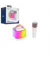 Kablosuz Mikrofonlu Karaoke Hoparlör (Bluetooth, Beyaz, USB Şarjlı)
