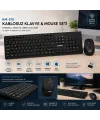 Kablosuz Multimedia Klavye - Mouse Seti Siyah Q Klavye KM-510