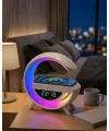 Kablosuz Şarjlı Led Işıklı Masa Saati Bluetooth Hoparlör Alarm Fonksiyonlu
