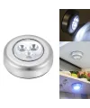 Kablosuz Spot Pilli Dokunmatik Led Lamba 3 Ledli Dolap Lambası
