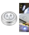 Kablosuz Spot Pilli Dokunmatik Led Lamba 3 Ledli Dolap Lambası