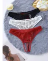 Kadın 3lü Seksi Ağ Bölgesi Açık Dantelli Tanga Seti TG270055
