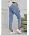 Kadın Açık Mavi Yırtık Mom Fit Kot Pantolon