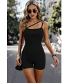 Kadın Asimetrik Askılı Mini Kaşkorse Bodycon Tulum