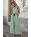 Kadın Askıdan Bağlamalı V Yakalı Belden Süs Bağcıklı Tulum