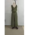 Kadın Askıdan Bağlamalı V Yakalı Belden Süs Bağcıklı Tulum