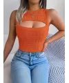 Kadın Askılı Bisiklet Yaka Güpüs Dekolteli Triko Crop Bluz