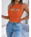 Kadın Askılı Bisiklet Yaka Güpüs Dekolteli Triko Crop Bluz