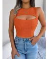 Kadın Askılı Bisiklet Yaka Güpüs Dekolteli Triko Crop Bluz