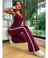 Kadın Askılı Kare Yakalı Yandan şeritli Uzun Dalgıç Tulum