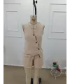 Kadın Askılı önü Düğmeli Asimetrik Detaylı Bluz Ve Astarlı Short Ikili Takım