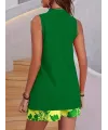 Kadın Askılı V Yakalı Sandy Bluz Ve Desenli Short Ikili Takım