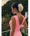 Kadın Askılı V Yakalı Uzun Triko Elbise