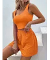 Kadın Askılı Yuvarlak Yakalı Burgu Krop Ve Bluz Short Ikili Takım