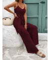 Kadın Ip Askılı V Yakalı Belden Kuşaklı Uzun Aerobin Tulum