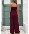 Kadın Ip Askılı V Yakalı Belden Kuşaklı Uzun Aerobin Tulum