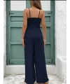 Kadın Ip Askılı V Yakalı Belden Kuşaklı Uzun Aerobin Tulum