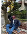 Kadın Jeans Detaylı Cıtcıtlı Ceket Mont - Lacivert