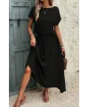Kadın Kısa Kollu Bisiklet Yaka Bluz Etekli Ithal Keten Ikili Takım