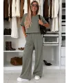 Kadın Kısa Kollu Bisiklet Yakalı Modal Bluz Ve Pantolon Ikili Takım