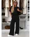 Kadın Kısa Kollu Bisiklet Yakalı Modal Bluz Ve Pantolon Ikili Takım