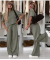 Kadın Kısa Kollu Bisiklet Yakalı Modal Bluz Ve Pantolon Ikili Takım