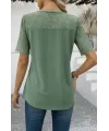 Kadın Kısa Kollu Dantel Detaylı Yandan Düğmeli Waffle Bluz