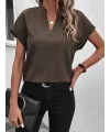 Kadın Kısa Kollu Hakim Yaka Sofya Bluz