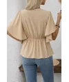 Kadın Kısa Kollu önden Düğmeli Ithal Krep Bluz