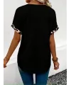 Kadın Kısa Kollu V Leopar Yakalı Viskon Bluz